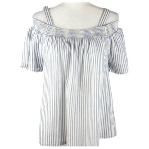 GAP blue and white stripe cold shoulder top removable straps medium